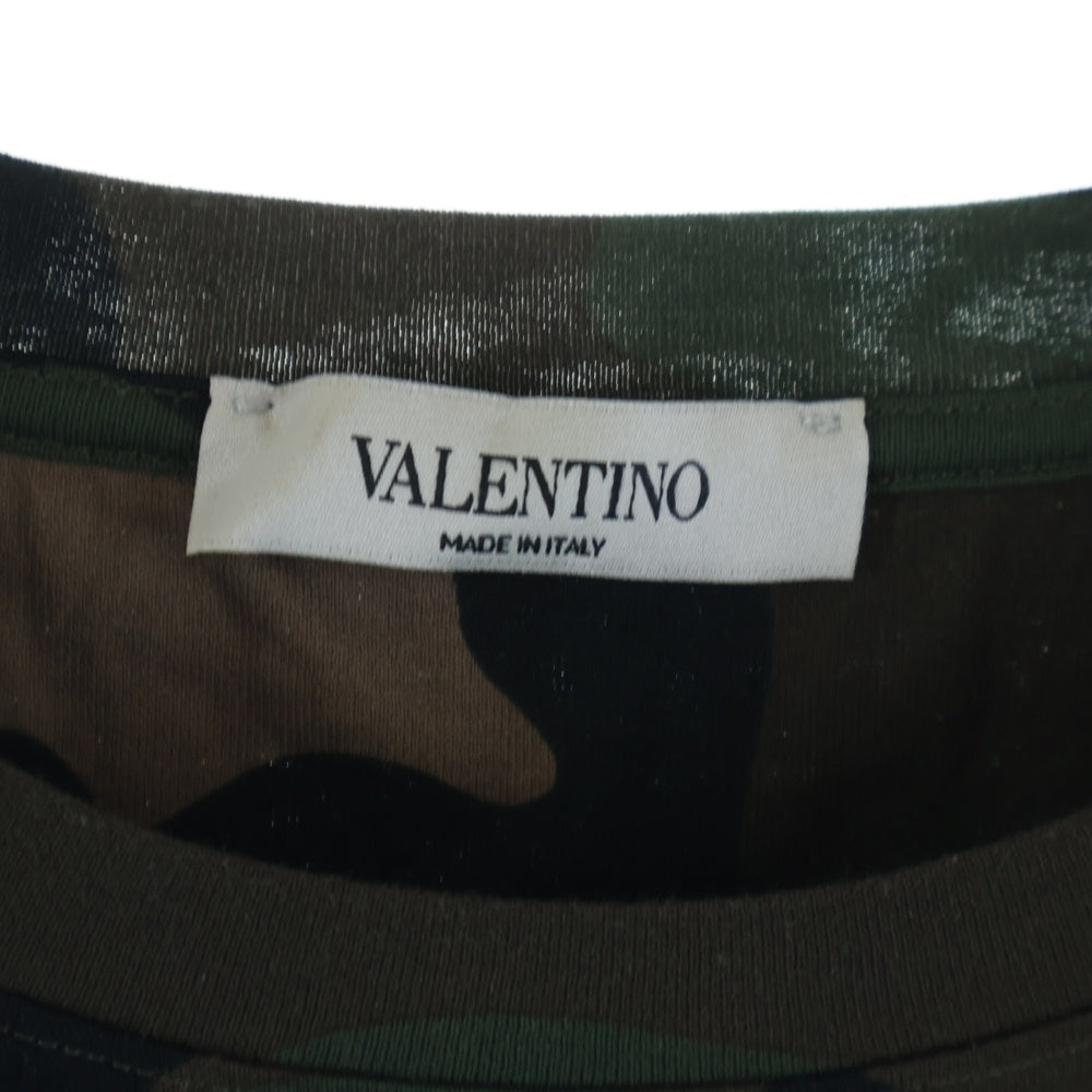 VALENTINO(ヴァレンティノ) カモ柄フロントグラフィック半袖Tシャツ カットソー ブラウン RV3MG01LSEG