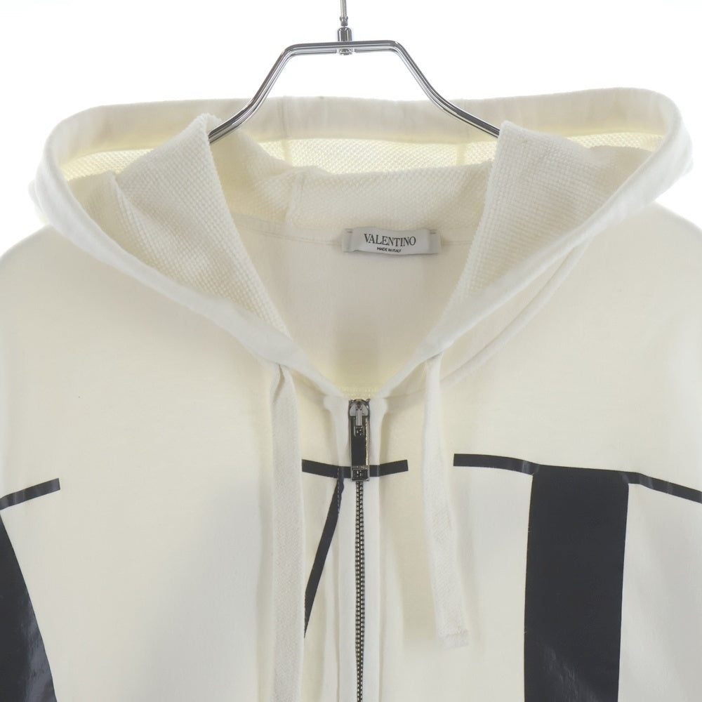VALENTINO(ヴァレンティノ) VLTN Zip Hoodie フロントロゴプリントジップパーカー フーディー ホワイト QV0MF12L592