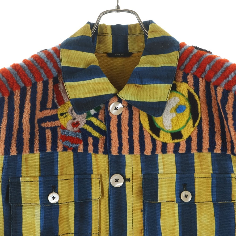 FENDI(フェンディ) Patterned Denim Jacket マルチパターンペカンストライプデニムジャケット マルチカラー FW0854