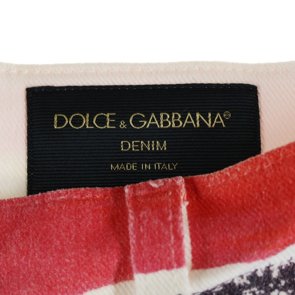 DOLCE & GABBANA(ドルチェアンドガッバーナ) デニムストライプ ショートパンツ ハーフパンツ ホワイト/レッド GWR3LD