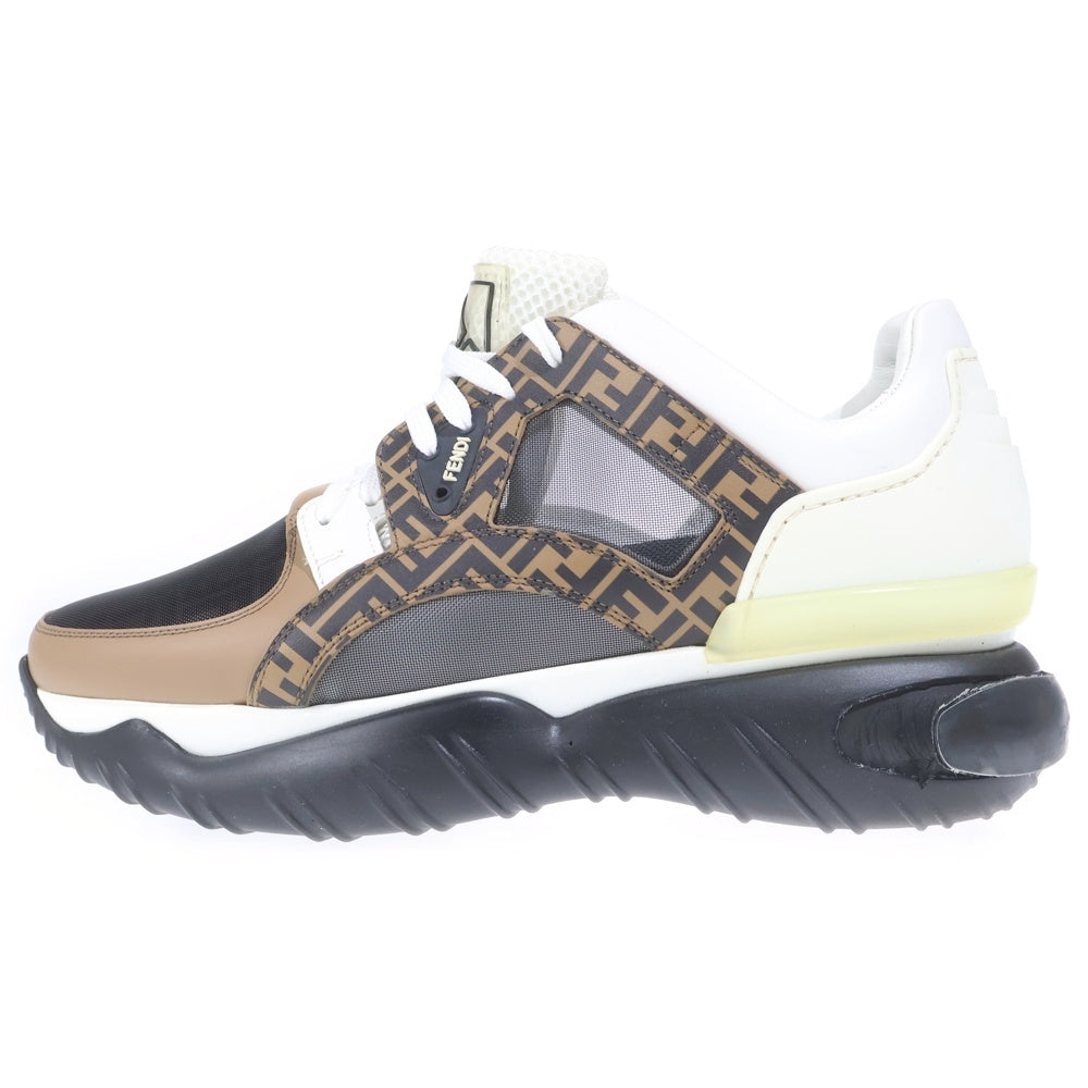 FENDI(フェンディ) ズッカ柄 カーフレザー ローカットスニーカー ホワイト/ブラウン