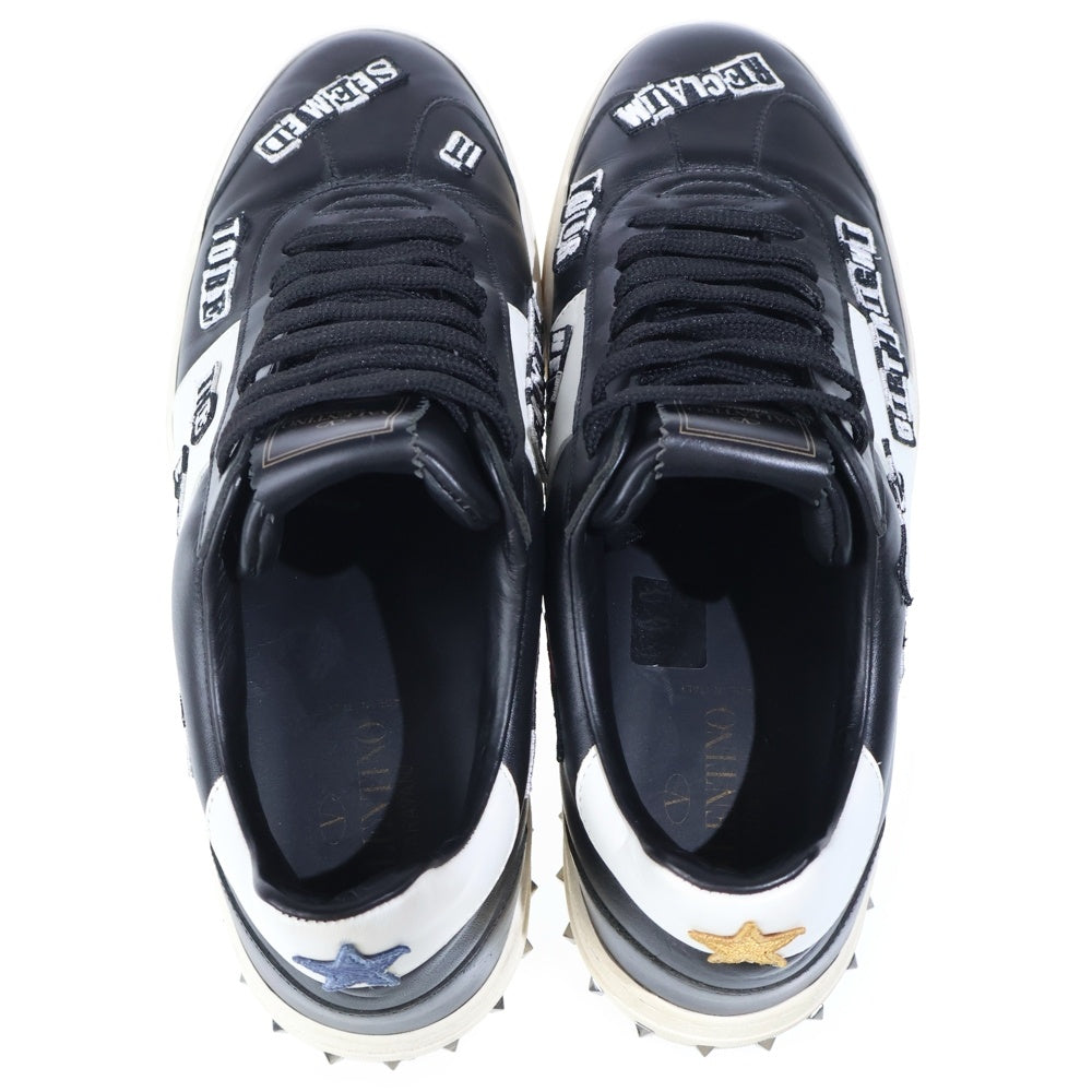 VALENTINO(ヴァレンティノ) Flycrew Rockstud Embroidered Leather Sneaker ロックスタッズ刺繍レザースニーカー シューズ ブラック/ホワイト TNA08Y0