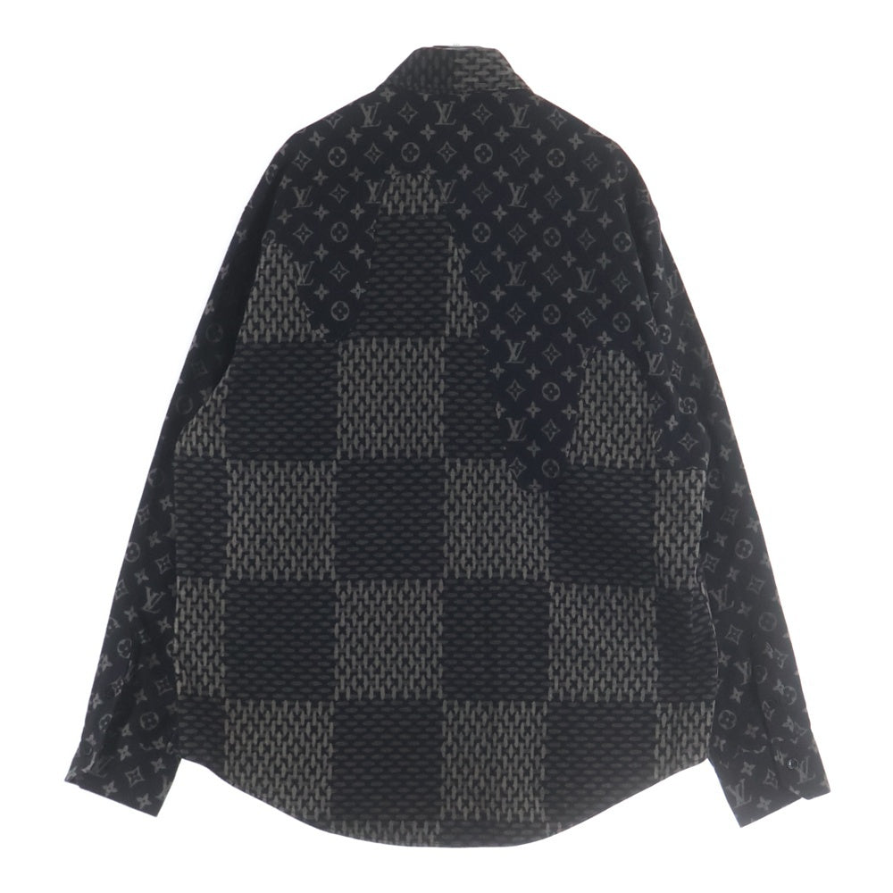 LOUIS VUITTON(ルイヴィトン) 20AW ×NIGO モノグラム ウェーブジャイアント ダミエ フランネル 長袖シャツ ブラック RM202M VJI HJS02W