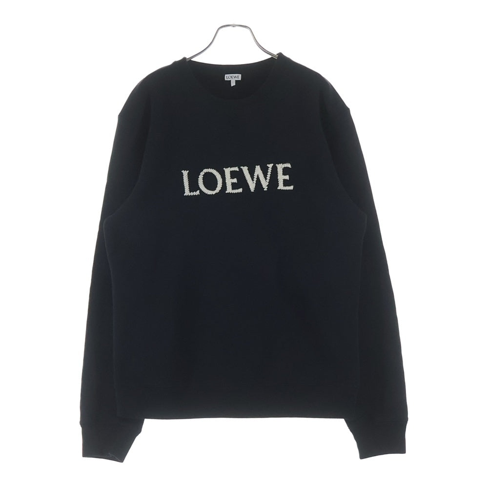 LOEWE(ロエベ) ロゴ刺繍 クルーネック長袖スウェットトレーナー ブラック H526Y24J26
