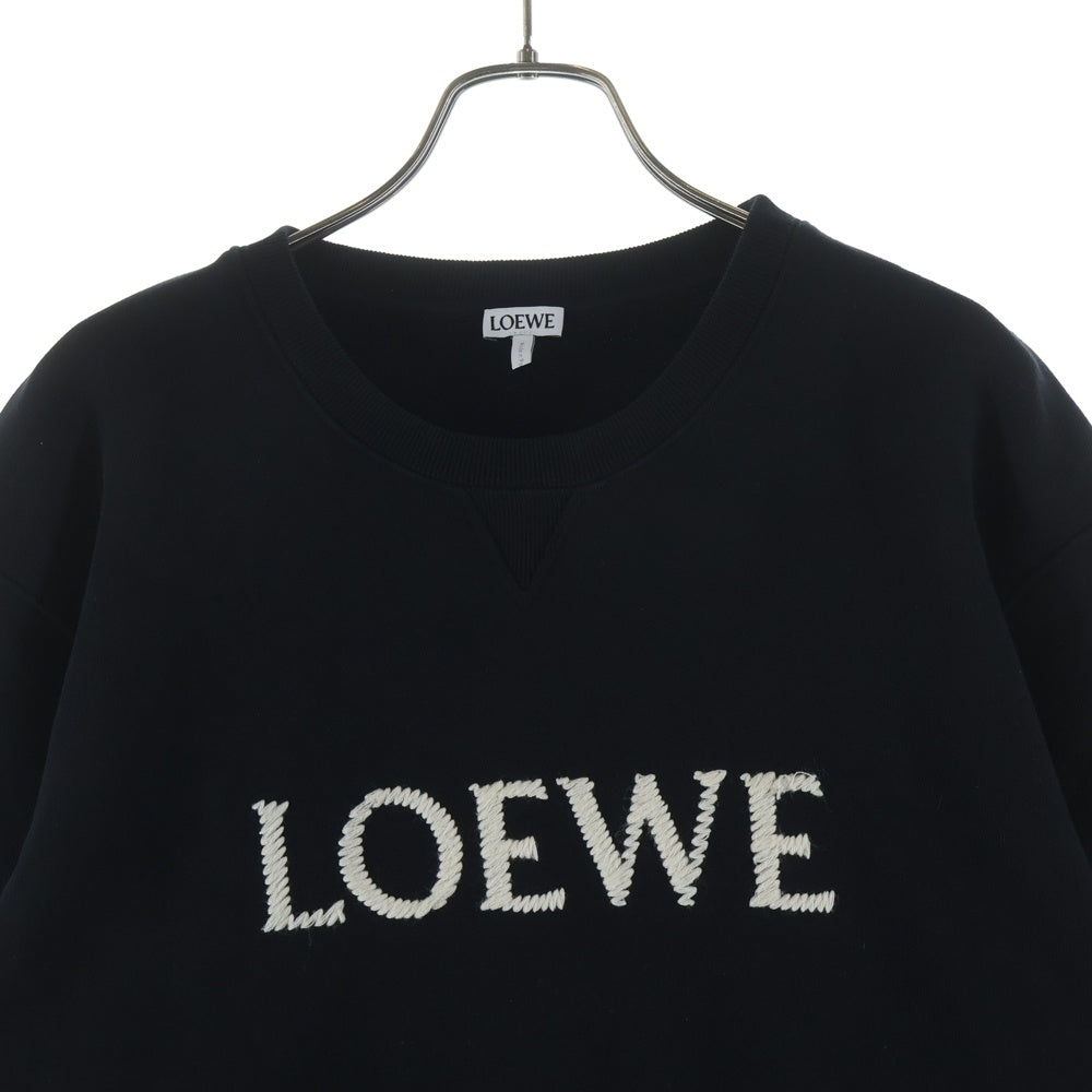 LOEWE(ロエベ) ロゴ刺繍 クルーネック長袖スウェットトレーナー ブラック H526Y24J26