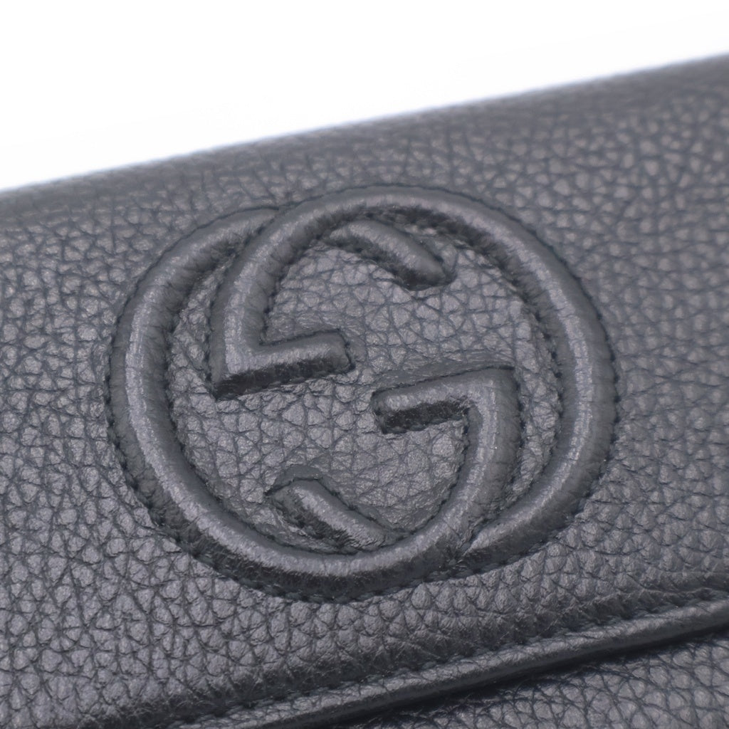 GUCCI(グッチ) インターロッキング G レザーロングウォレット 長財布 ブラック レディース