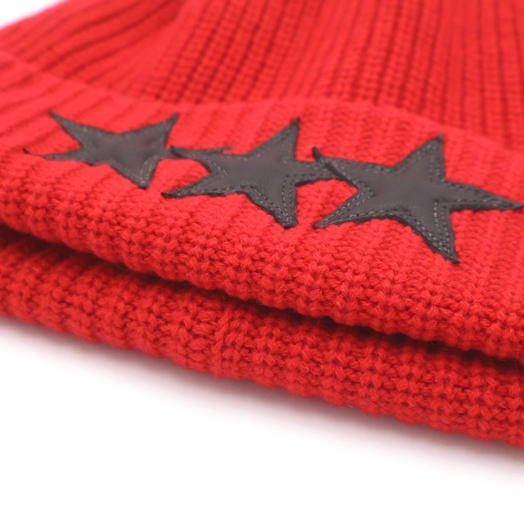 CHROME HEARTS(クロムハーツ) BEANIE スターパッチカシミヤビーニー 帽子 レッド