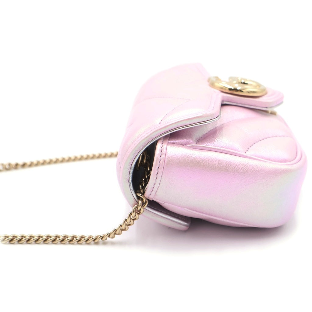 GUCCI(グッチ) GGマーモント ミニレザーチェーンショルダーバッグ ピンク 476433 レディース
