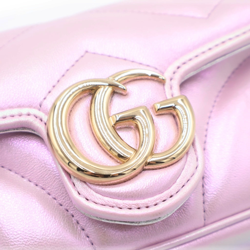 GUCCI(グッチ) GGマーモント ミニレザーチェーンショルダーバッグ ピンク 476433 レディース