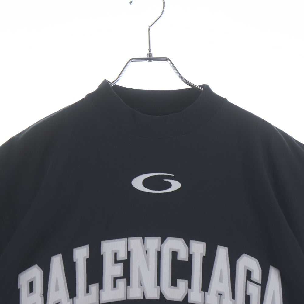 BALENCIAGA(バレンシアガ) 25SS BASKETBALL SERIES バスケットシリーズ ロゴ刺繍デザイン クルーネック半袖Tシャツ カットソー ブラック 787349 TRVW9