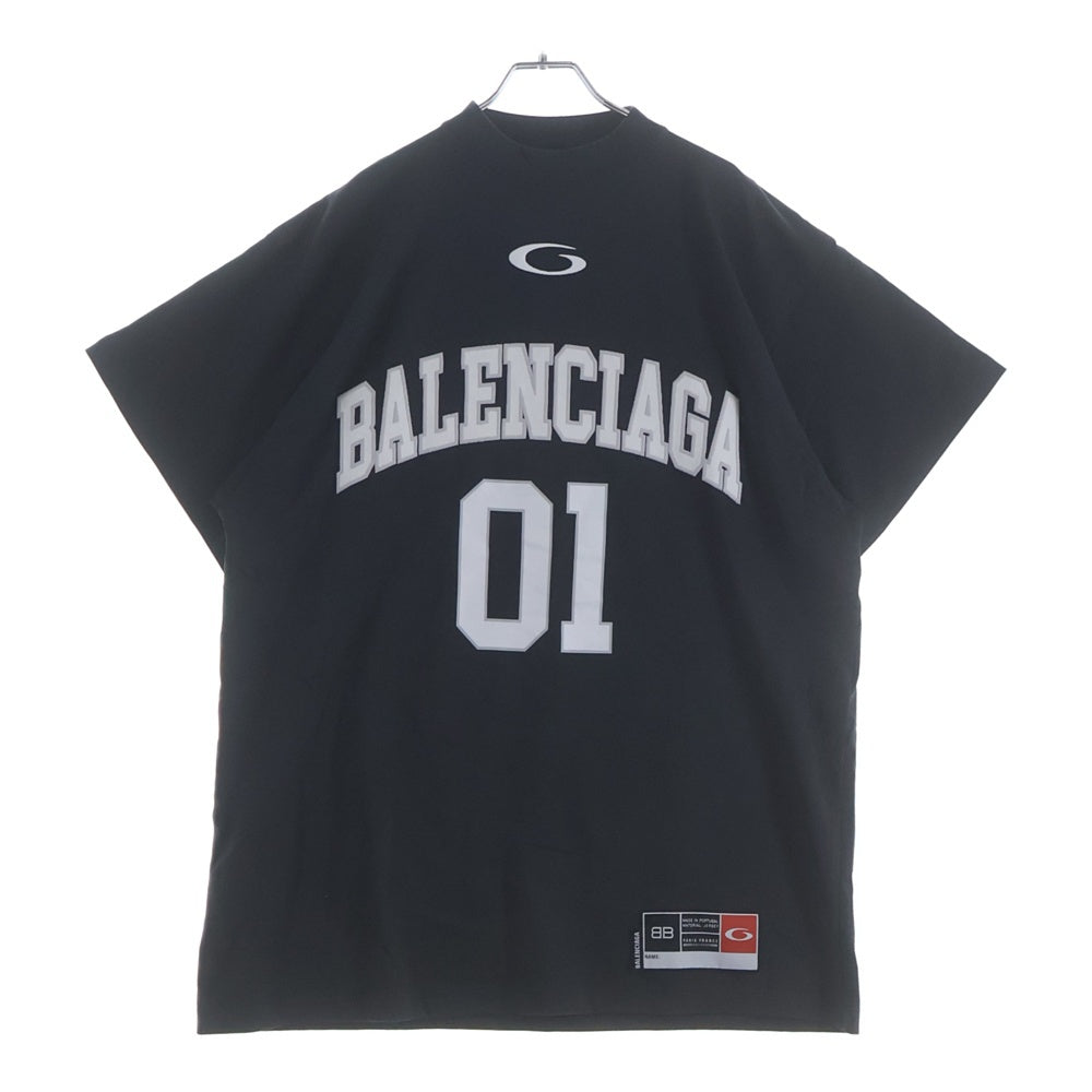 BALENCIAGA(バレンシアガ) 25SS BASKETBALL SERIES バスケットシリーズ ロゴ刺繍デザイン クルーネック半袖Tシャツ カットソー ブラック 787349 TRVW9