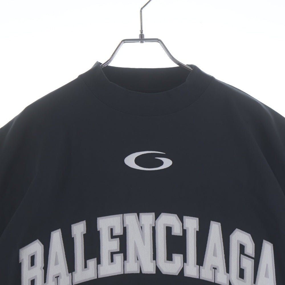 BALENCIAGA(バレンシアガ) 25SS BASKETBALL SERIES バスケットシリーズ ロゴ刺繍デザイン クルーネック半袖Tシャツ カットソー ブラック 787349 TRVW9