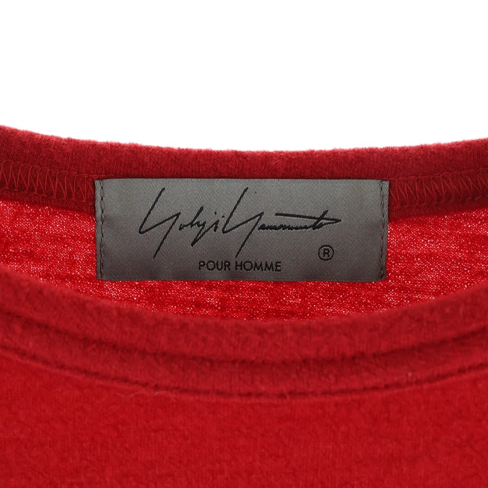 Yohji Yamamoto POUR HOMME(ヨウジヤマモト プールオム) 21AW ウール エアー天竺 丸首長袖ニットソー レッド Tシャツ/セーター HX-T04-170