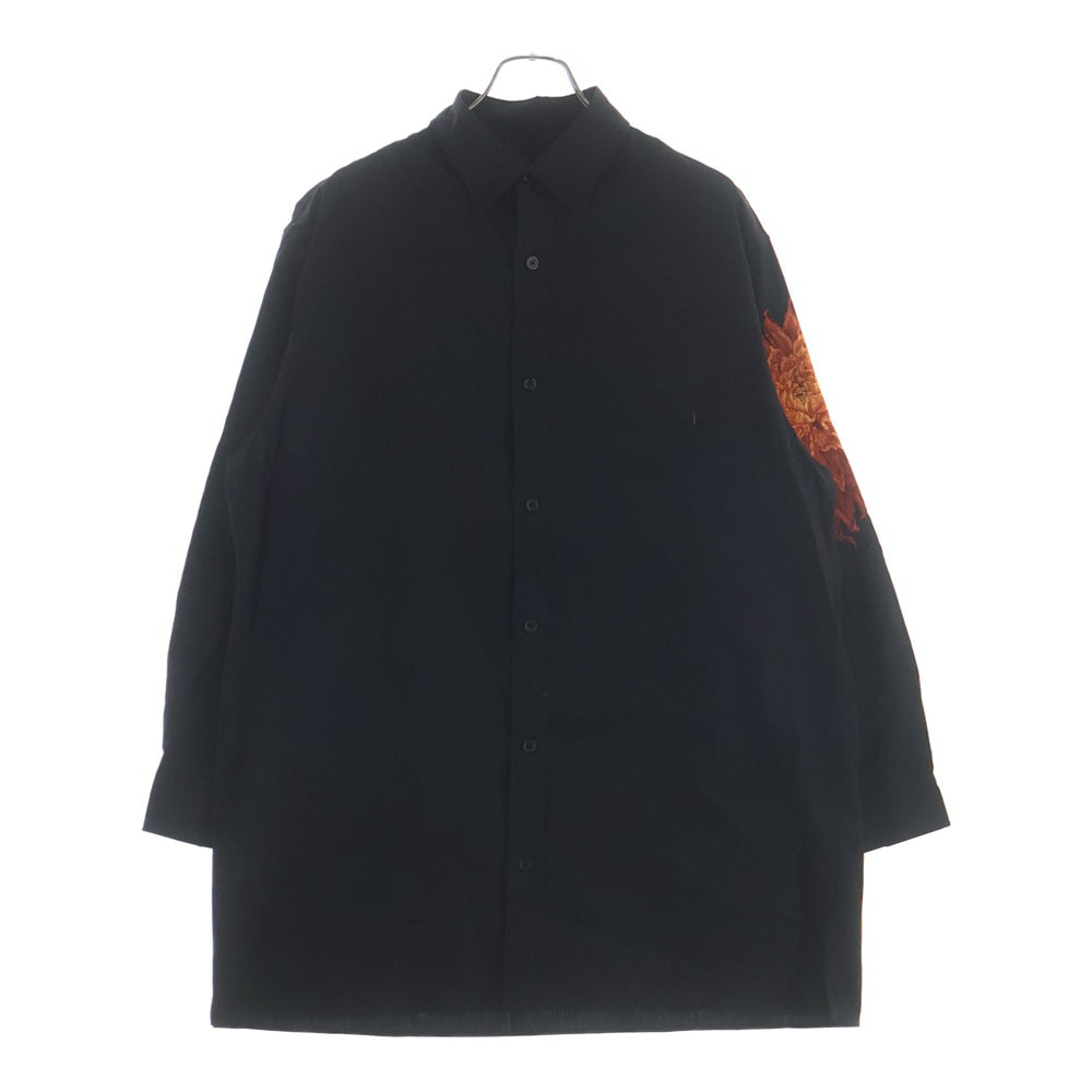 Yohji Yamamoto POUR HOMME(ヨウジヤマモト プールオム) 22SS ダリア刺繍 長袖シャツ HG-B90-034 ブラック
