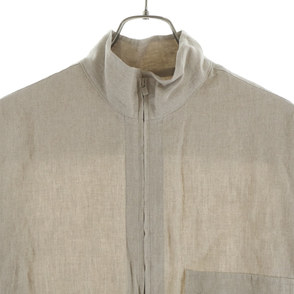 Yohji Yamamoto POUR HOMME(ヨウジヤマモト プールオム) 22SS HIGH COUNT LINEN ZIP OPEN BLOUSE リネン ジップアップシャツ ベージュ HG-B28-301