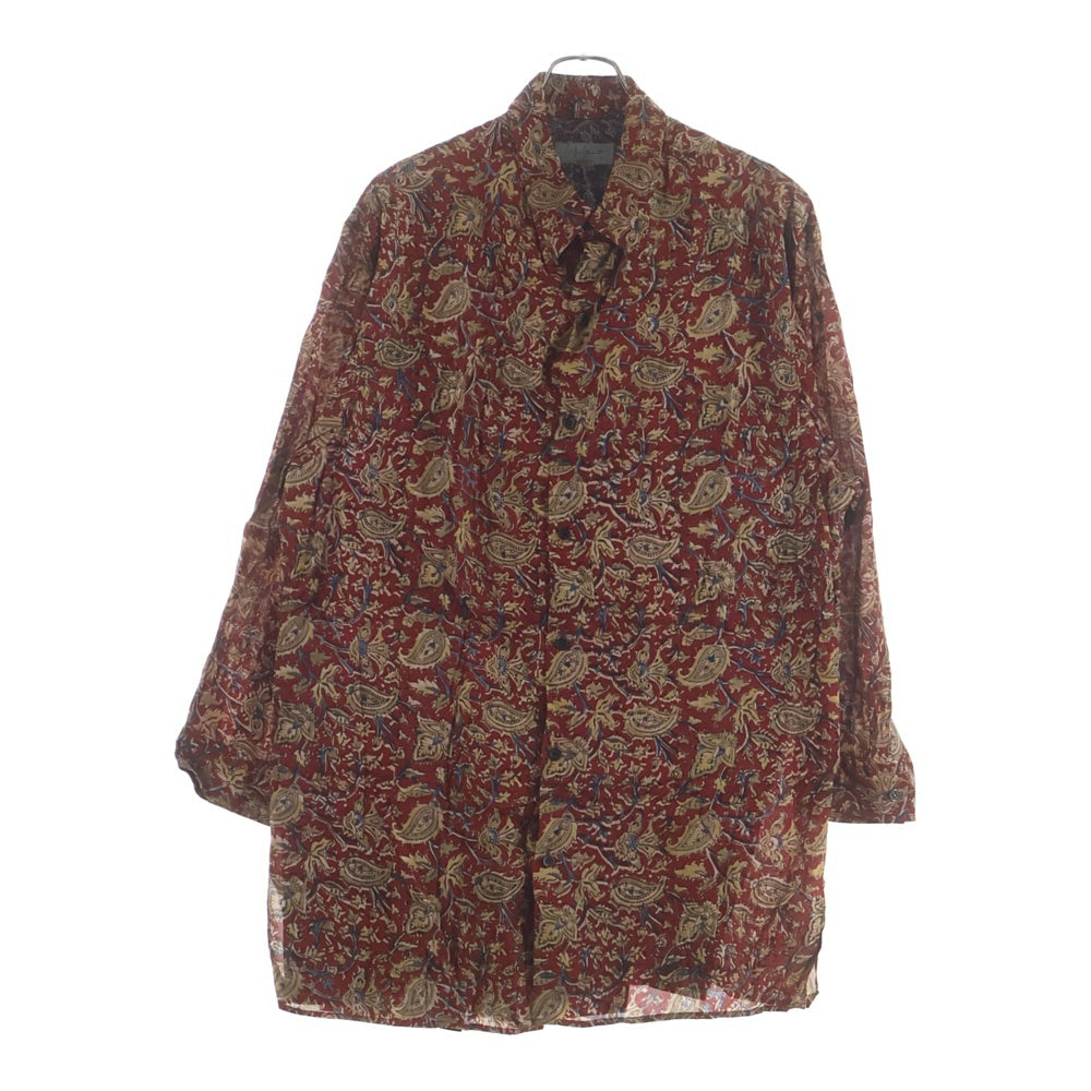 Yohji Yamamoto POUR HOMME(ヨウジヤマモト プールオム) 23SS SHIRT WITH DOUBLE LAYERED FRONT フロントレイヤード 総柄 長袖シャツ HZ-B82-837 レッド