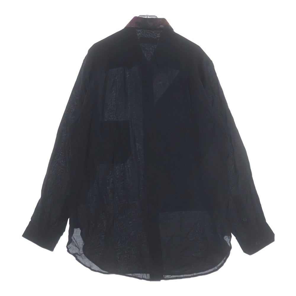 Yohji Yamamoto POUR HOMME(ヨウジヤマモト プールオム) 柄衿パッチワーク付き長袖シャツ HZ-B60-212 ブラック