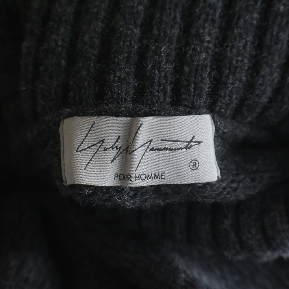 Yohji Yamamoto POUR HOMME(ヨウジヤマモト プールオム) 23AW SIDE STRING DETAIL TURTLENECK タートルネック ニット セーター HJ-K06-193 ブラック