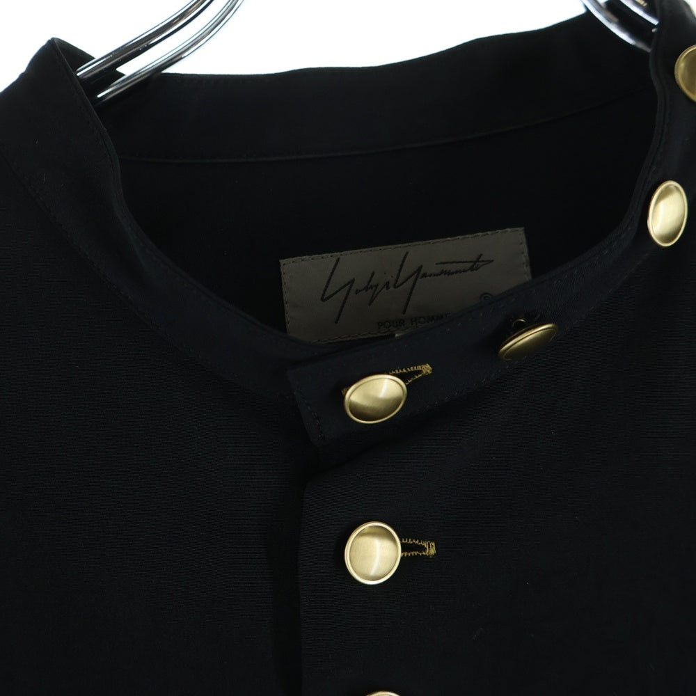 Yohji Yamamoto POUR HOMME(ヨウジヤマモト プールオム) 19AW 細スタンドシャツ金釦 長袖シャツ HC-B44-501 ブラック