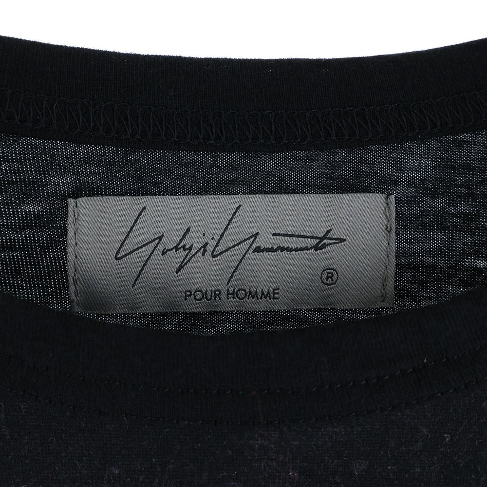 Yohji Yamamoto POUR HOMME(ヨウジヤマモト プールオム) 22AW INKJET PRINT LONG SLEEVES インクジェット プリント 長袖Tシャツ ブラック HE-T74-083