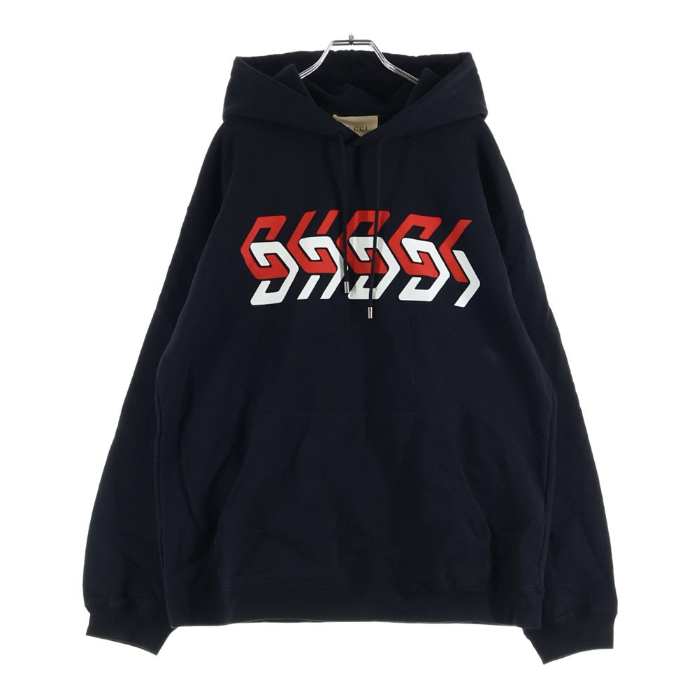 GUCCI(グッチ) 23AW ミラーロゴ スウェット プルオーバーパーカー ブラック 681210 XJDV3