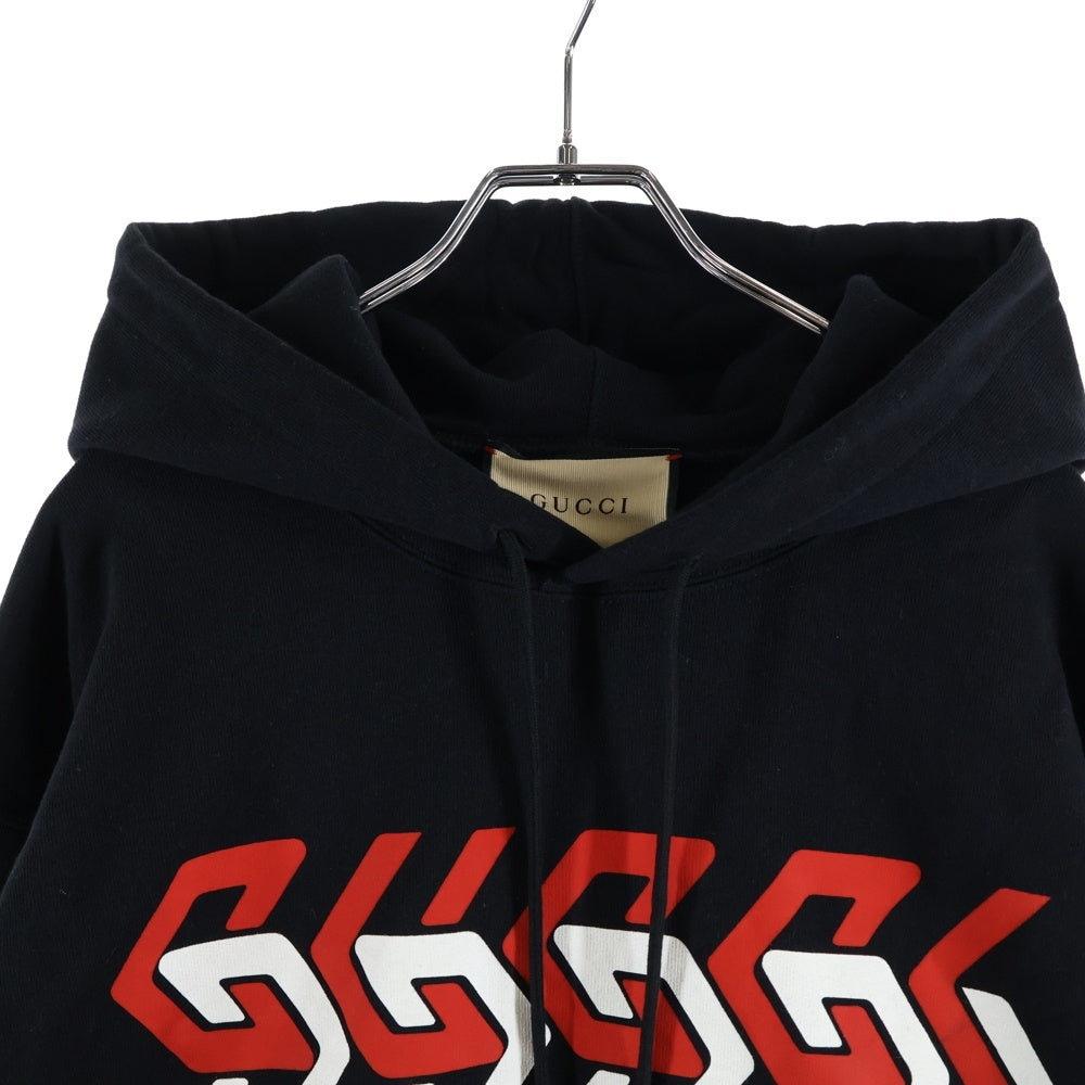 GUCCI(グッチ) 23AW ミラーロゴ スウェット プルオーバーパーカー ブラック 681210 XJDV3