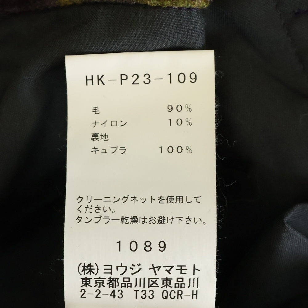 Yohji Yamamoto POUR HOMME(ヨウジヤマモト プールオム) フラノウール ワイドパンツ skull leaf スカルリーフ 総柄 ワイドパンツ パープル HK-P23-109