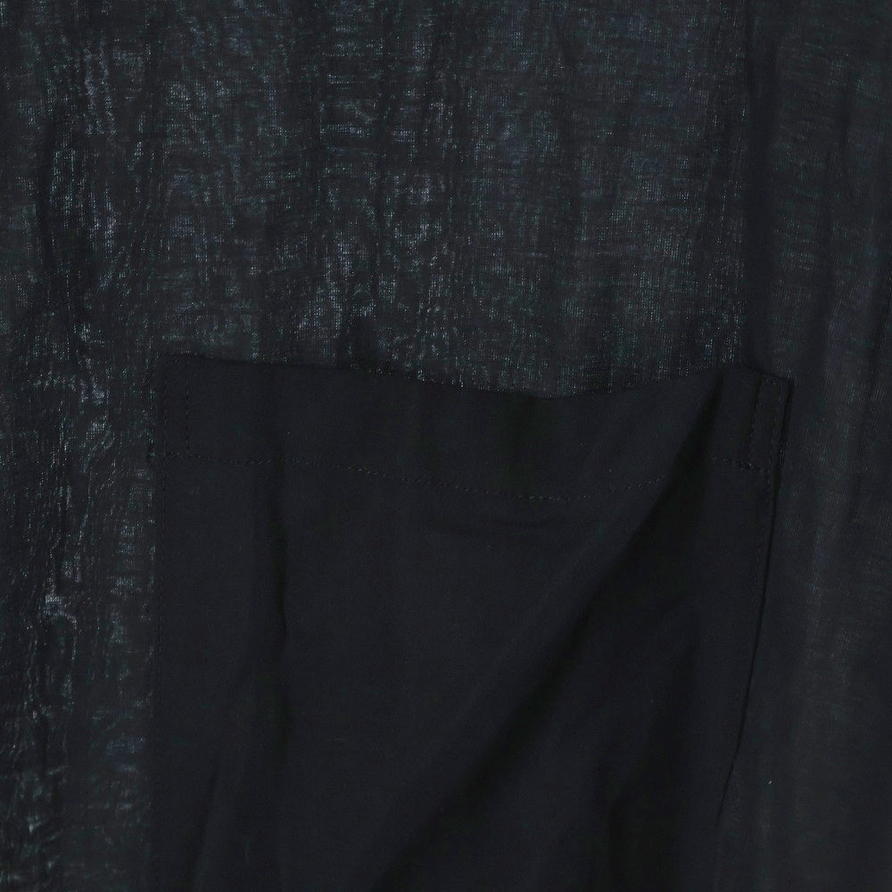 Yohji Yamamoto POUR HOMME(ヨウジヤマモト プールオム) 19SS スタンドカラー ロングブラウス スリット 長袖シャツ ブラック HH-B27-202