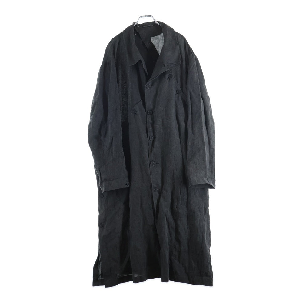 Yohji Yamamoto POUR HOMME(ヨウジヤマモト プールオム) リネン ボタン 切替えデザイン デニムロングコートHD-J31-306 ブラック