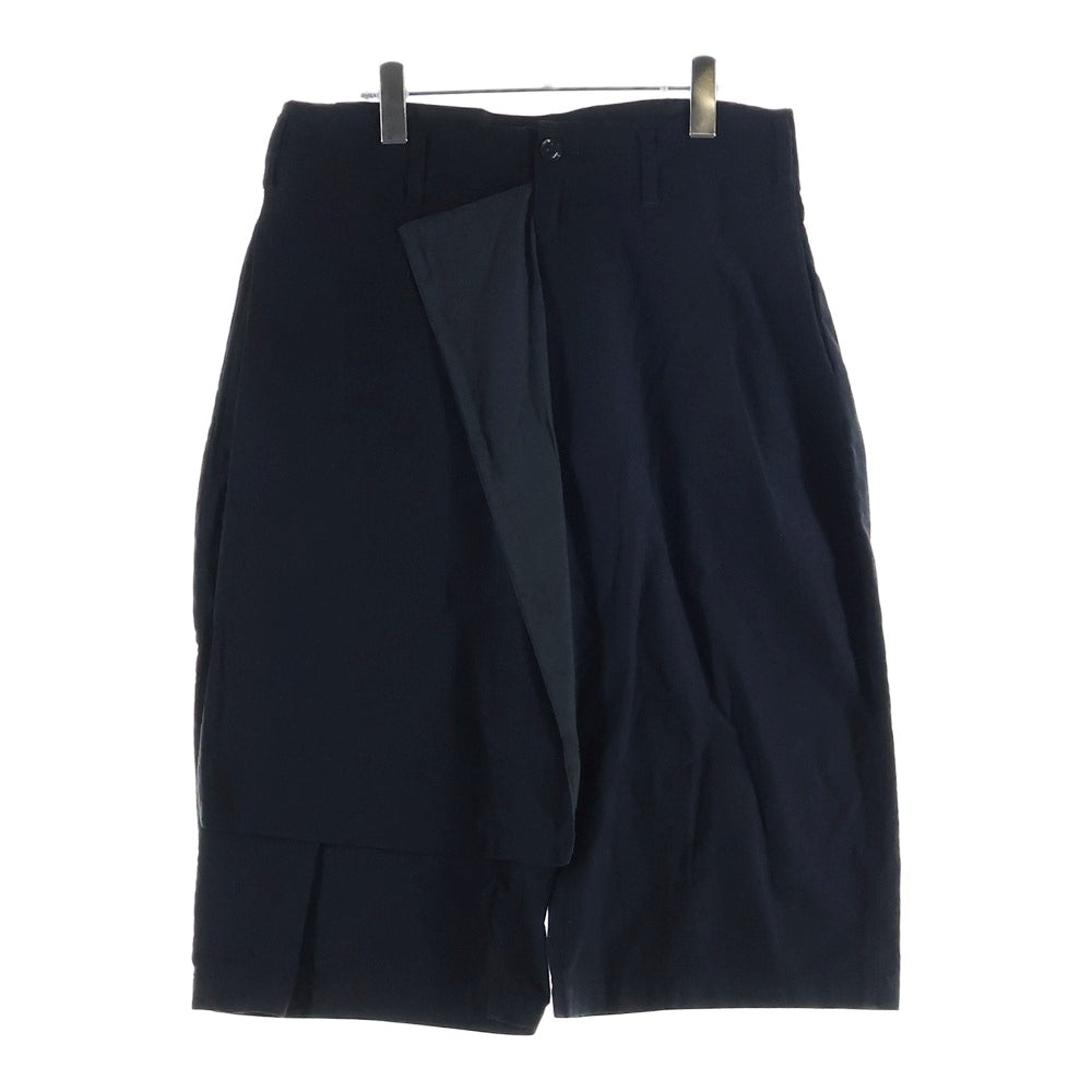 Yohji Yamamoto POUR HOMME(ヨウジヤマモト プールオム) 17SS 右前垂らし布 コットンギャバショートパンツ ショーツ ブラック HD-P59-036