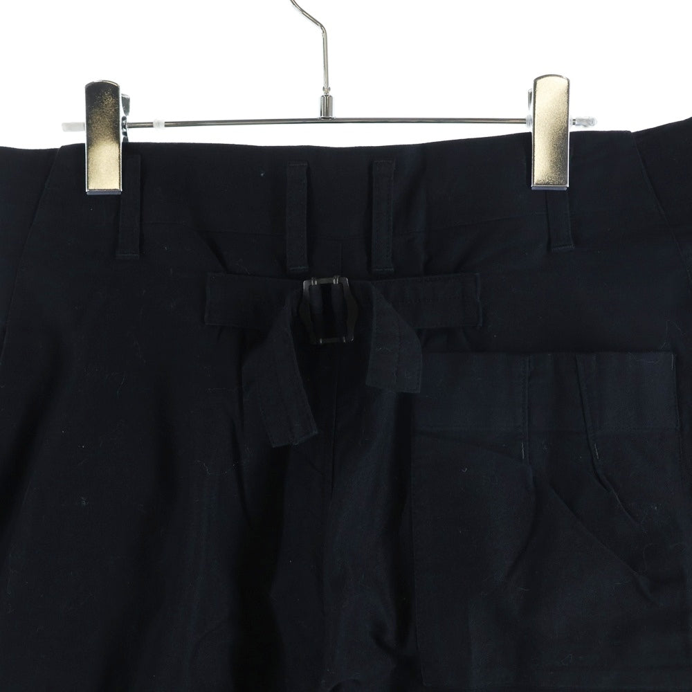 Yohji Yamamoto POUR HOMME(ヨウジヤマモト プールオム) 17SS 右前垂らし布 コットンギャバショートパンツ ショーツ ブラック HD-P59-036