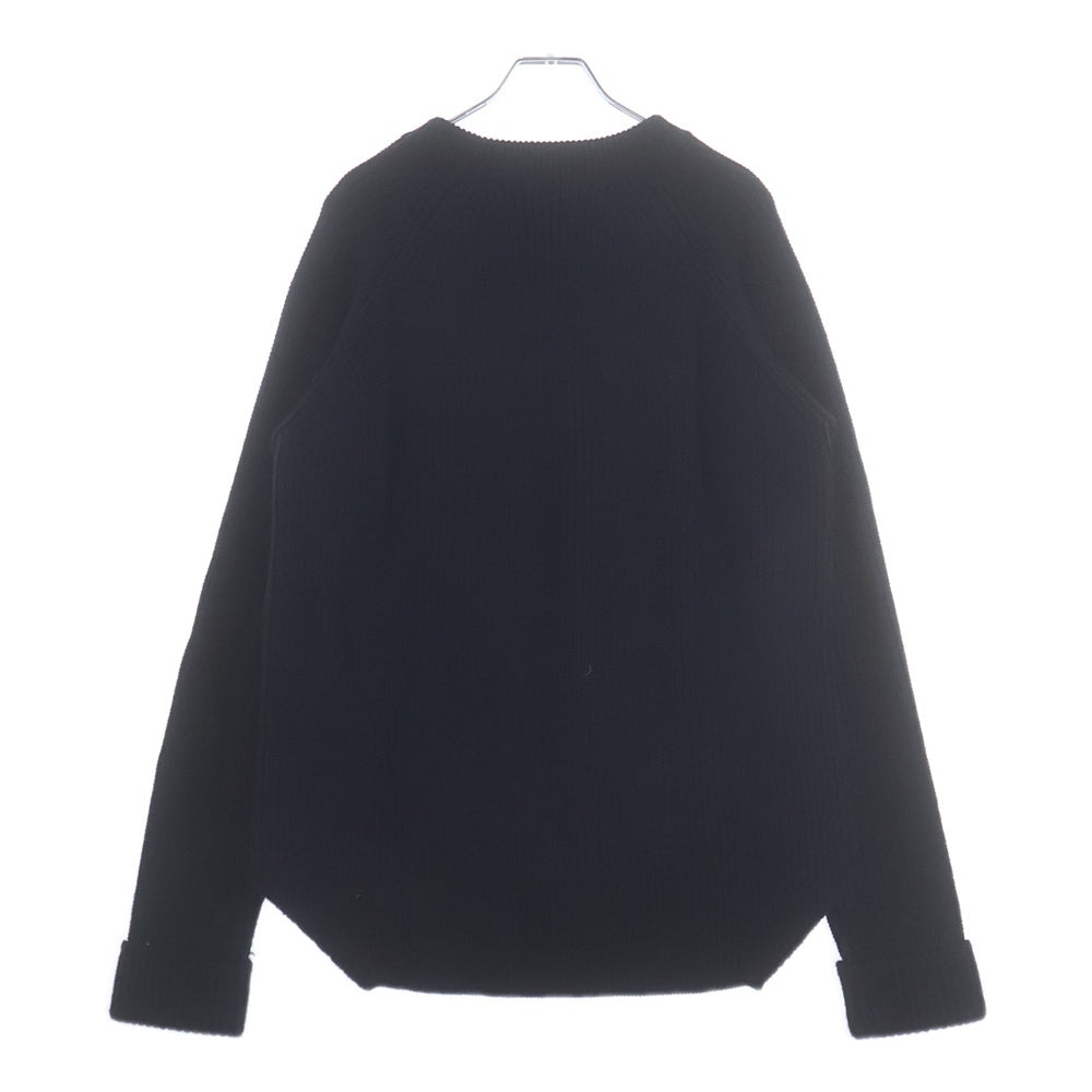 YOHJI YAMAMOTO REGULATION(ヨウジヤマモト レギュレーション) 丸首裾ラウンドセーター クルーネックニット ブラック HR-K51-189