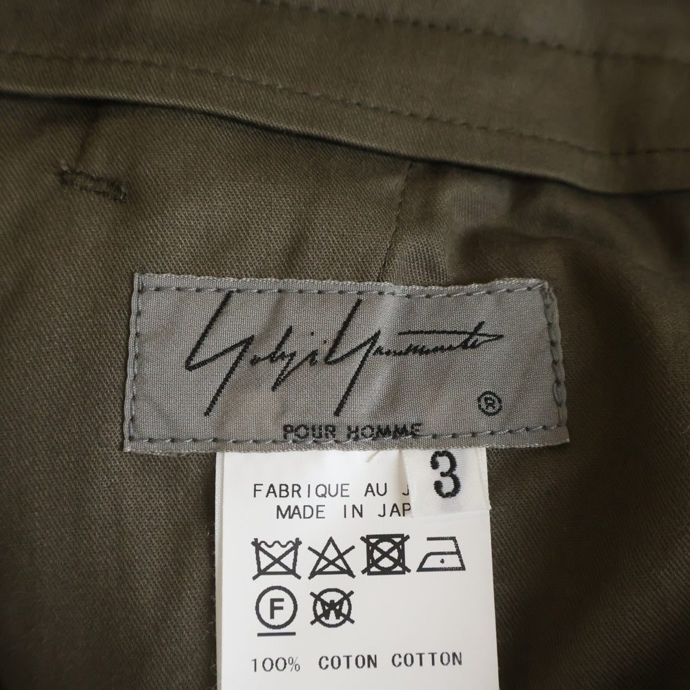 Yohji Yamamoto POUR HOMME(ヨウジヤマモト プールオム) COTTON STRAIGHT PANTS コットンストレート パンツ カーキ HK-P20-014