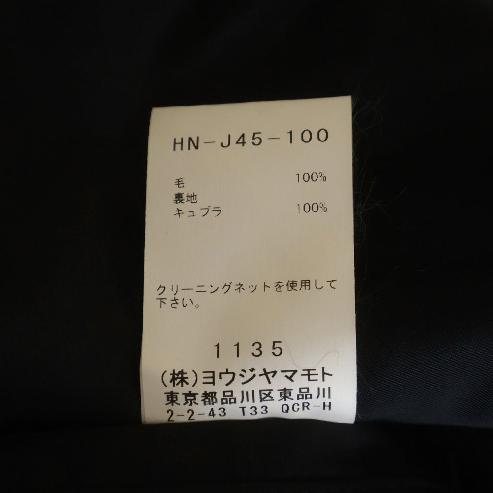 Yohji Yamamoto POUR HOMME(ヨウジヤマモト プールオム) 後開き テーラードジャケット シングルジャケット ブラック HN-J45-100