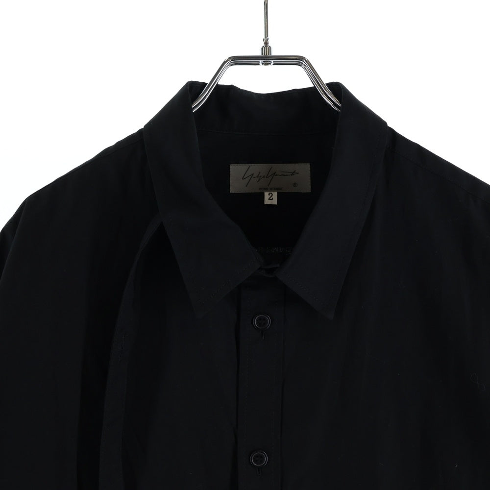 Yohji Yamamoto POUR HOMME(ヨウジヤマモト プールオム) タブ付きロングシャツ HN-B19-014 ブラック