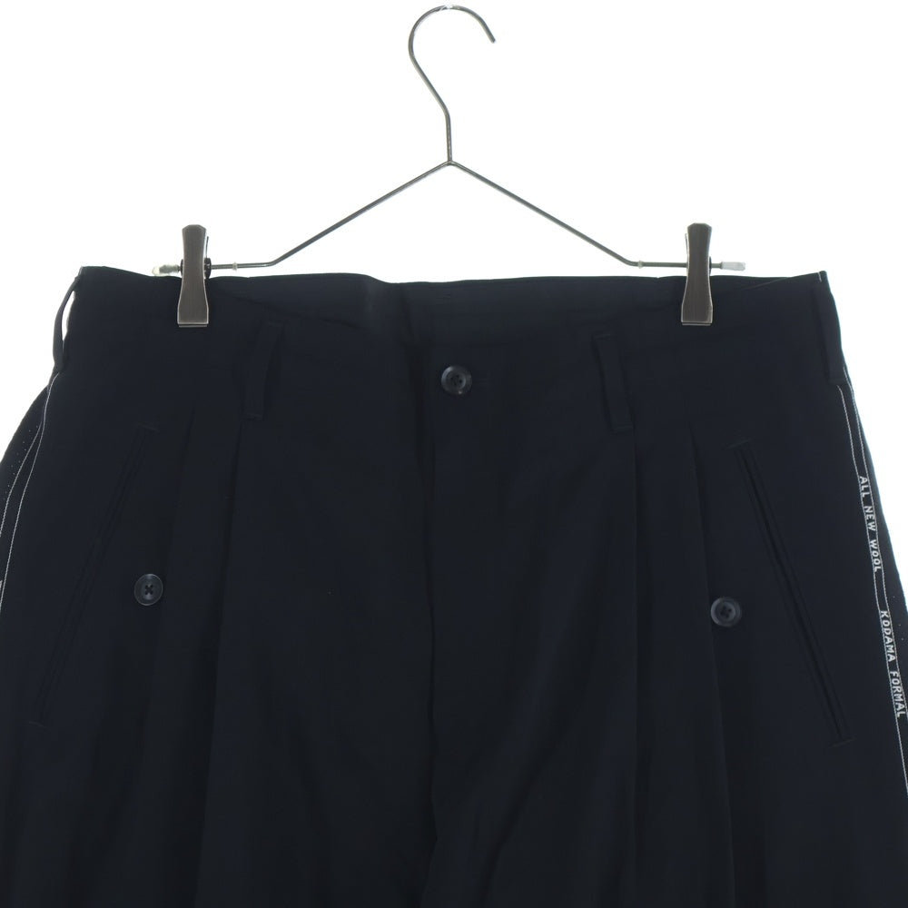 Yohji Yamamoto POUR HOMME(ヨウジヤマモト プールオム) 20AW G-タブP左右脇生地耳 ギャバ ワイドパンツ ブラック HR‐P63‐143