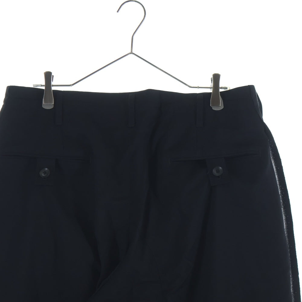Yohji Yamamoto POUR HOMME(ヨウジヤマモト プールオム) 20AW G-タブP左右脇生地耳 ギャバ ワイドパンツ ブラック HR‐P63‐143