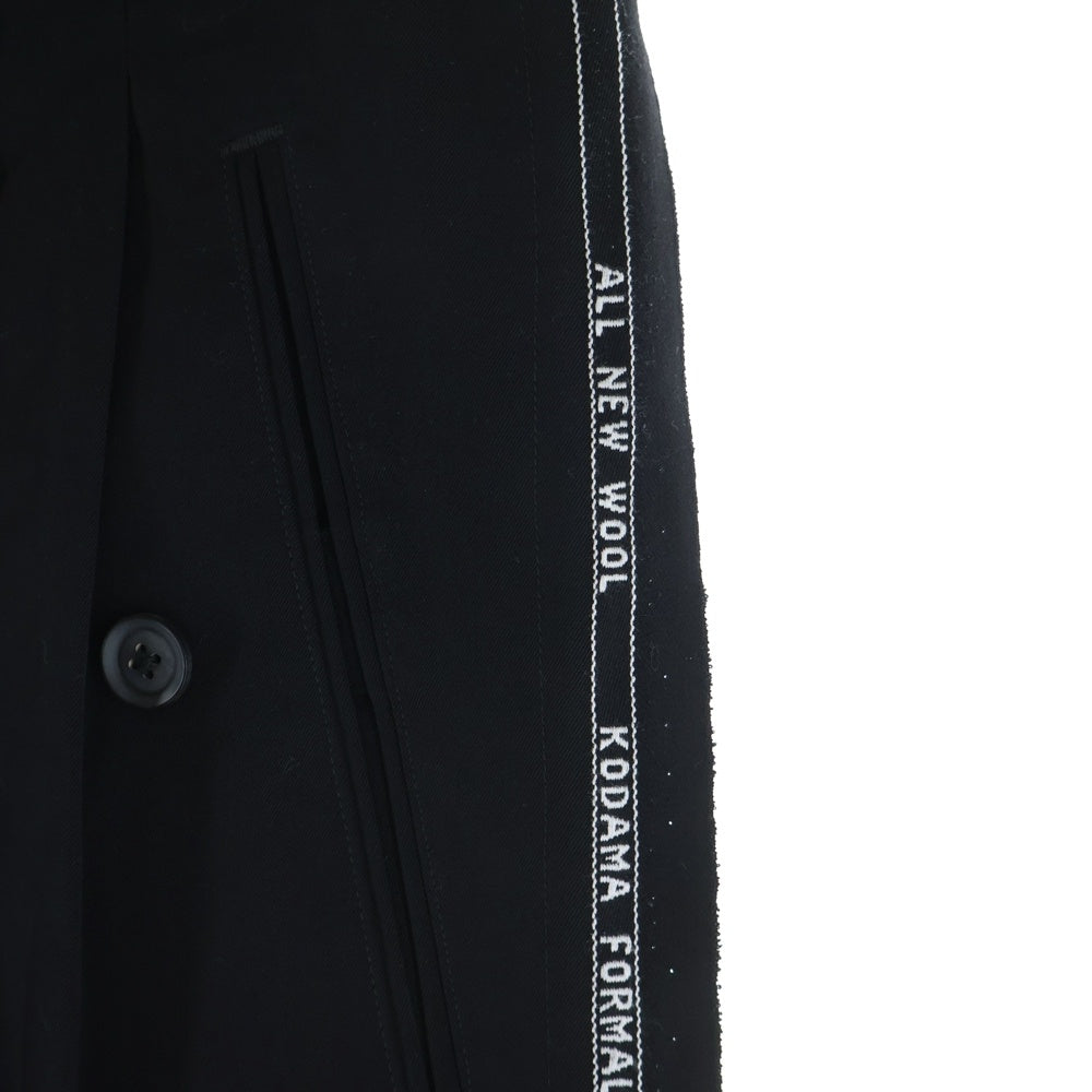 Yohji Yamamoto POUR HOMME(ヨウジヤマモト プールオム) 20AW G-タブP左右脇生地耳 ギャバ ワイドパンツ ブラック HR‐P63‐143