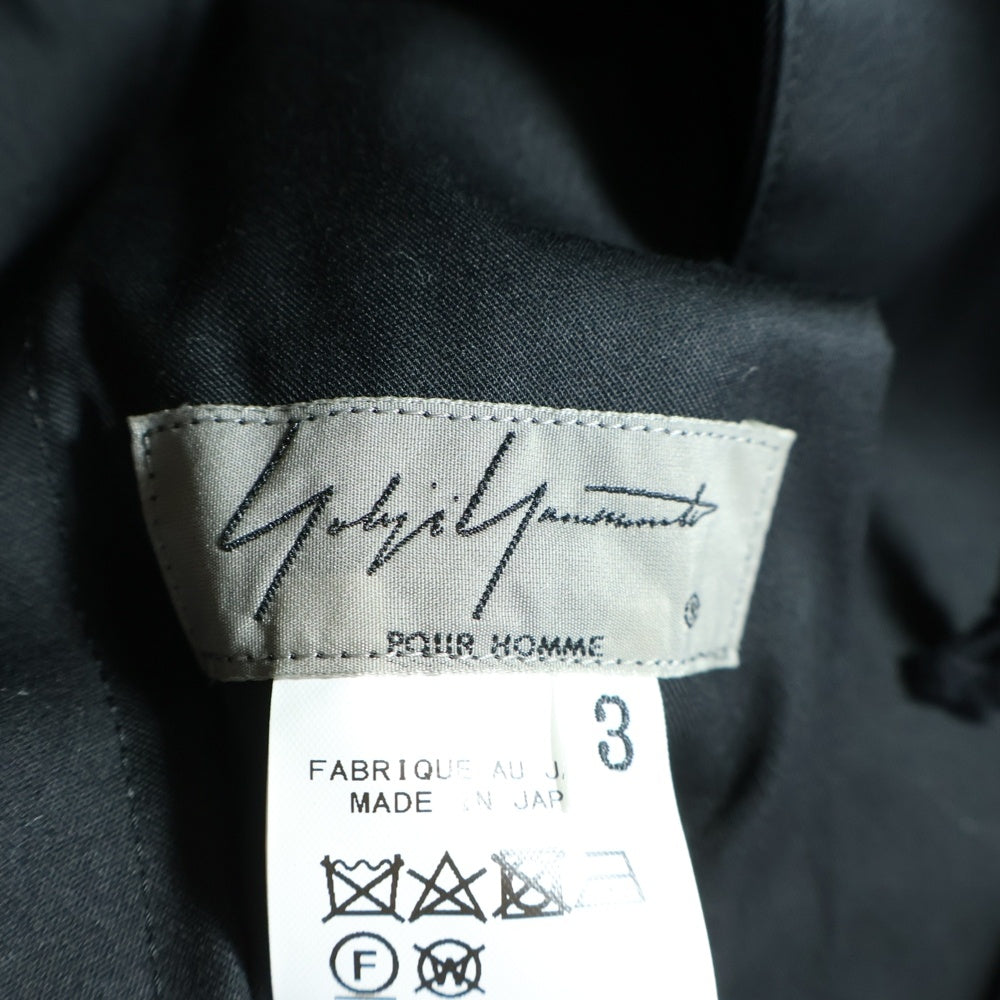 Yohji Yamamoto POUR HOMME(ヨウジヤマモト プールオム) 20AW G-タブP左右脇生地耳 ギャバ ワイドパンツ ブラック HR‐P63‐143