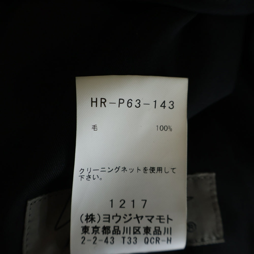 Yohji Yamamoto POUR HOMME(ヨウジヤマモト プールオム) 20AW G-タブP左右脇生地耳 ギャバ ワイドパンツ ブラック HR‐P63‐143