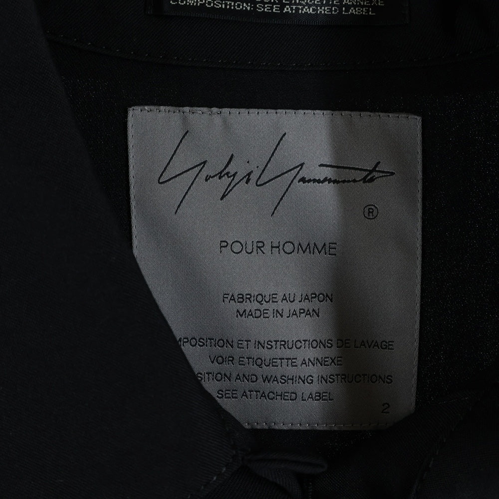 Yohji Yamamoto POUR HOMME(ヨウジヤマモト プールオム) I-G SPデニムカギャバ ブルゾン シャツジャケット ブラック HD-Y02-100