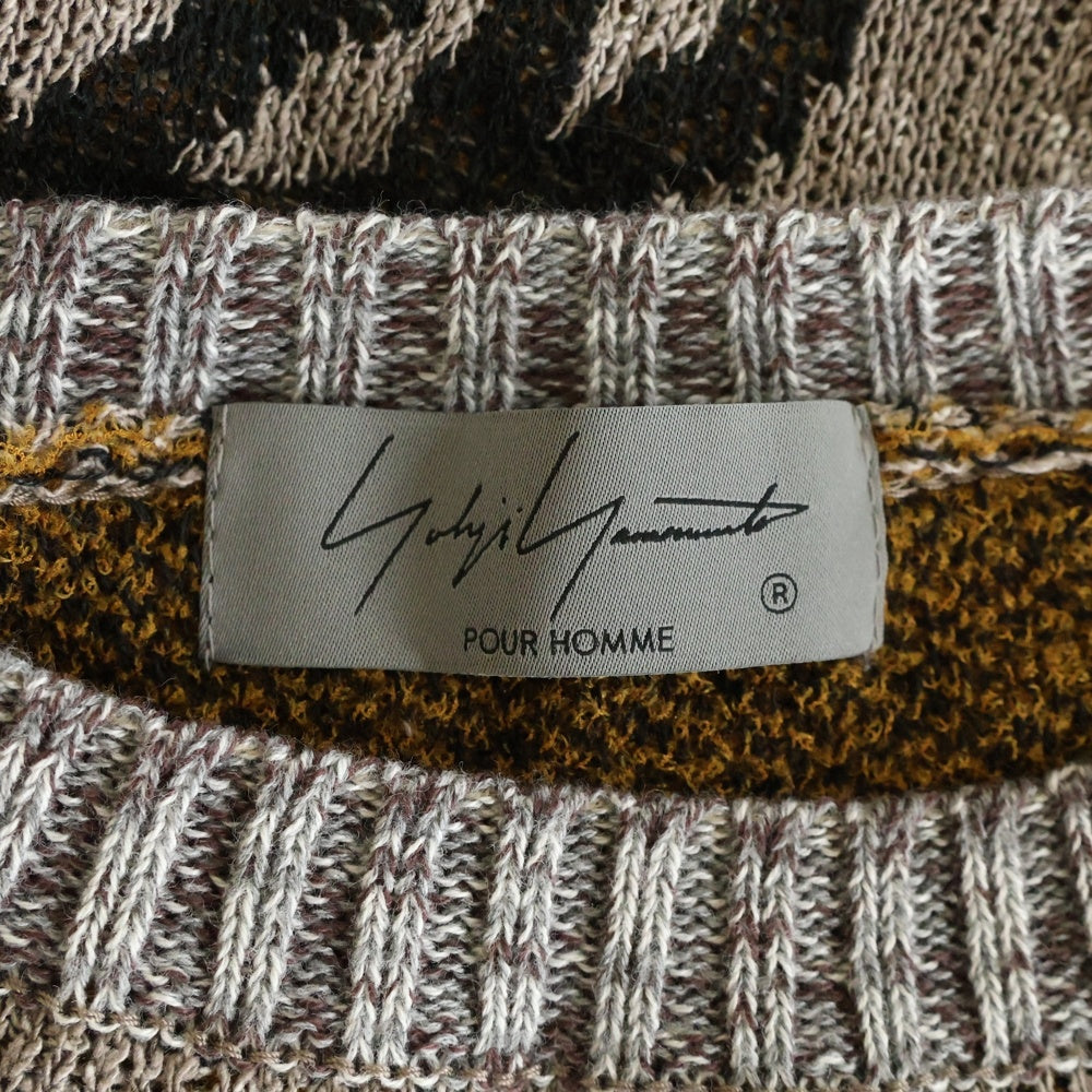 Yohji Yamamoto POUR HOMME(ヨウジヤマモト プールオム) なるはや柄長袖ニット HG-K10-370