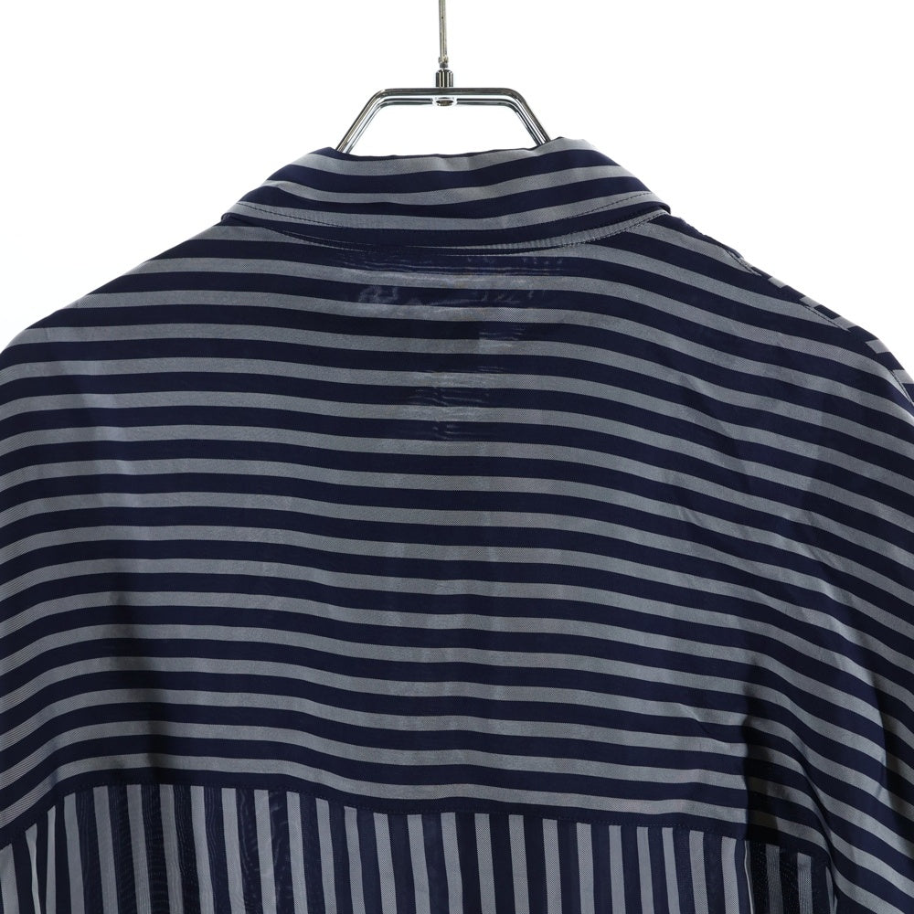Yohji Yamamoto POUR HOMME(ヨウジヤマモト プールオム) 21AW フラシポケット付きB ストライプシャツ 長袖シャツ ネイビー HX-B28-219