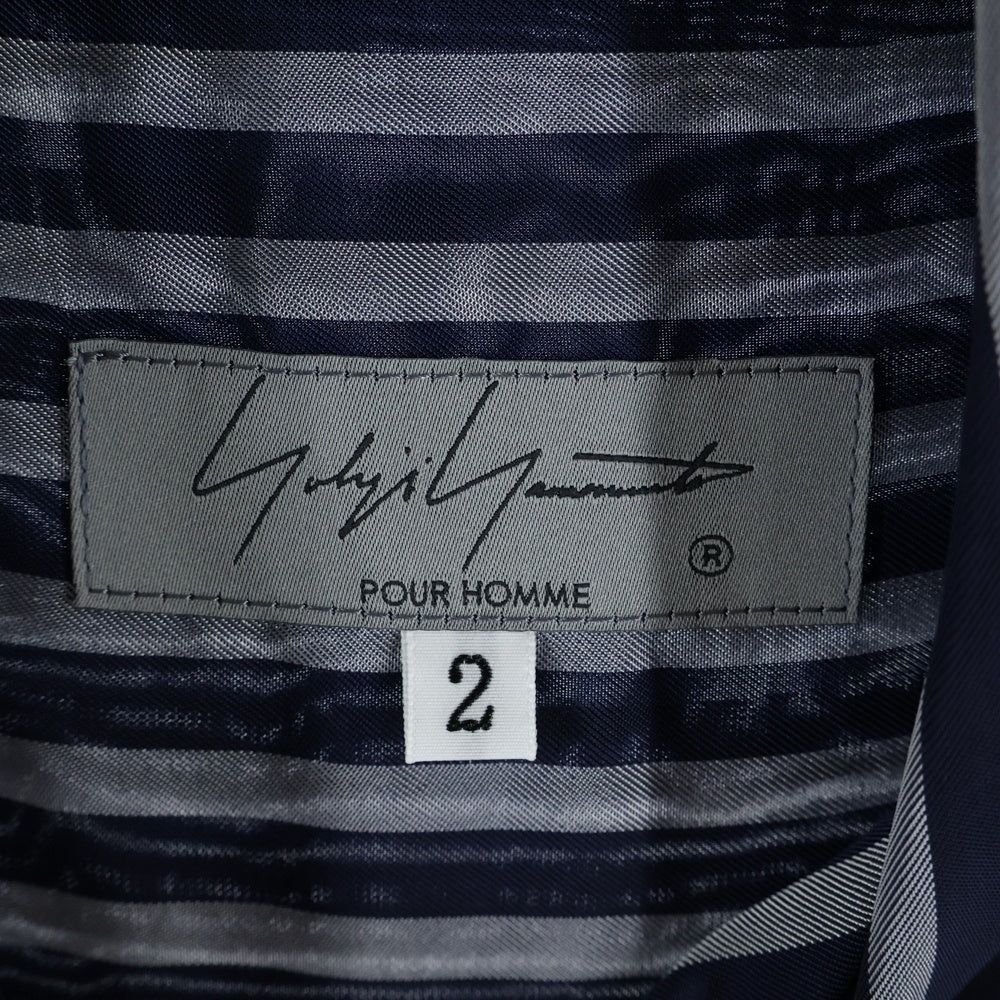 Yohji Yamamoto POUR HOMME(ヨウジヤマモト プールオム) 21AW フラシポケット付きB ストライプシャツ 長袖シャツ ネイビー HX-B28-219