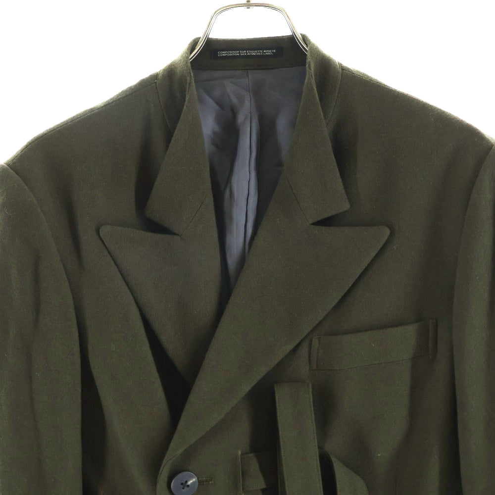 Yohji Yamamoto(ヨウジヤマモト) 23AW 立ち衿フラシベルトコート ボンテージジャケット グリーン HJ-J70-143