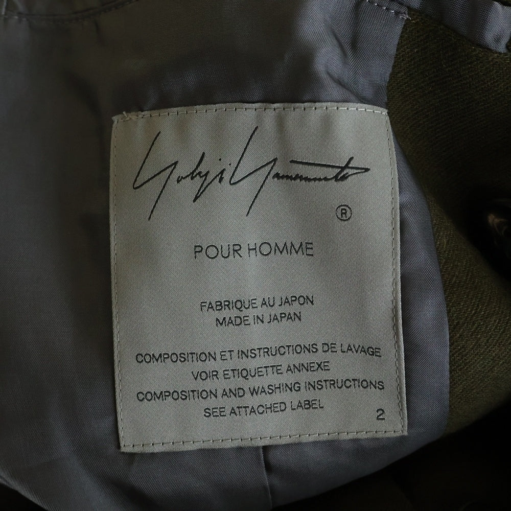 Yohji Yamamoto(ヨウジヤマモト) 23AW 立ち衿フラシベルトコート ボンテージジャケット グリーン HJ-J70-143