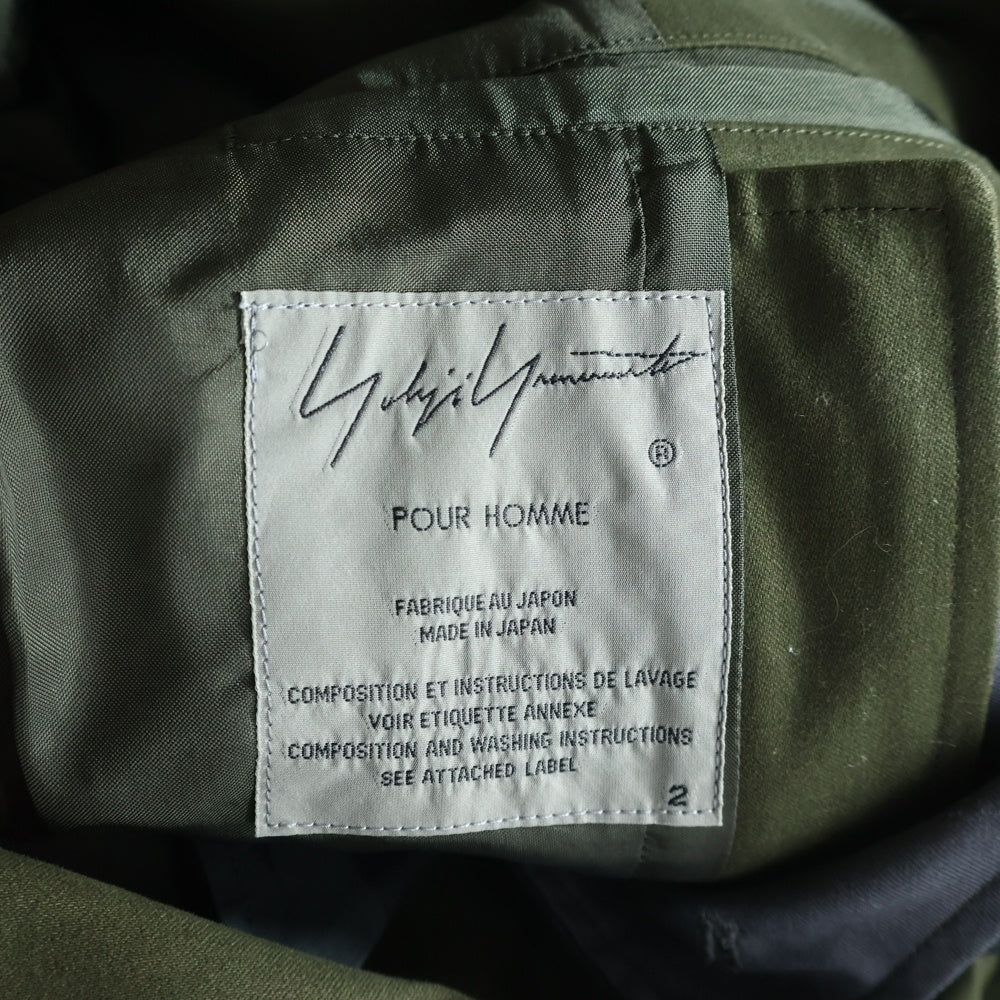 Yohji Yamamoto POUR HOMME(ヨウジヤマモト プールオム) 袖ステッチテーラードジャケット シングルジャケット グリーン HK-J14-801