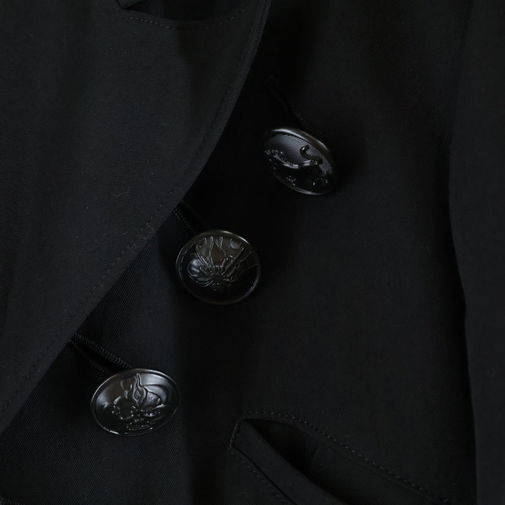 Yohji Yamamoto POUR HOMME(ヨウジヤマモト プールオム) 19AW ダブルピーク黒釦テーラードジャケット ウールギャバジンジャケット ブラック HC-J36-100