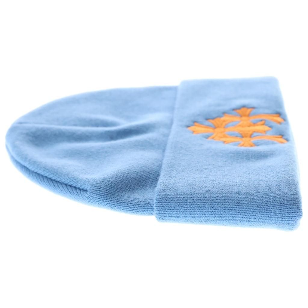 CHROME HEARTS(クロムハーツ) TRIPLE CROSS EMBROIDERYE BEANIE セメタリークロス ビーニー 刺繍ニットキャップ ニット帽 ブルー オレンジ