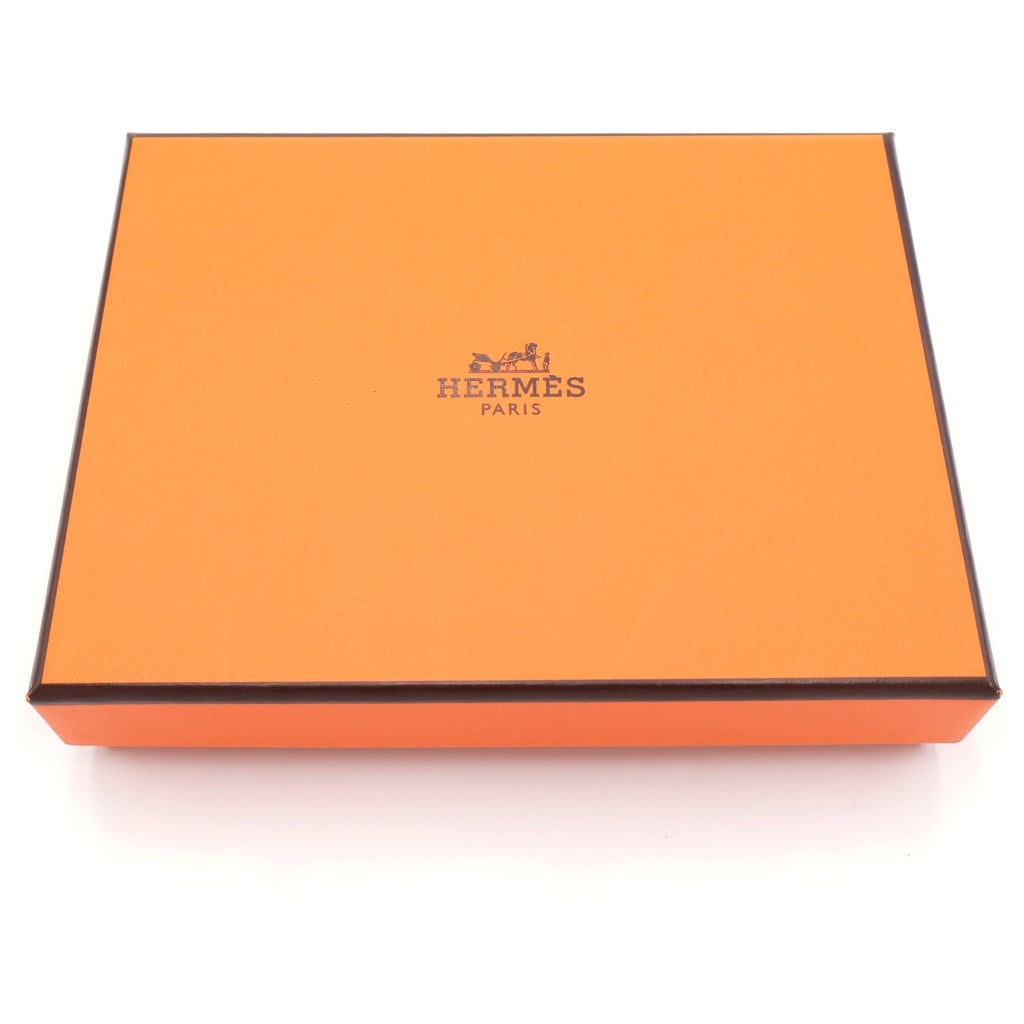 HERMES(エルメス) ベアンコンパクト K刻印 レザーウォレット 二つ折り財布 ゴールド金具 ブラック レディース